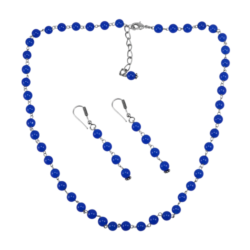 Blue Quartz Silver Necklace Set PG-156684