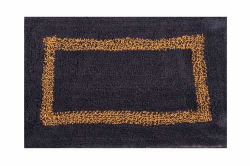 Door Mats - 100% Cotton, 60x40cm, Black and Yellow | Plush Bath Mat, High Durability, Soft for Water Absorption, Machine Washable