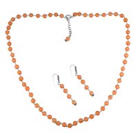 Orange Quartz Silver Necklace Set Pg-156691 Size: 0.6x47 Cm.