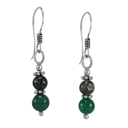 Green Onyx & Rutile Silver Earring PG-156700