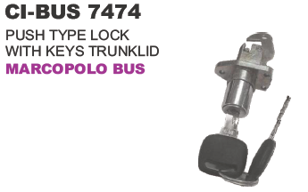Trunklid Push type Lock with Keys Bus