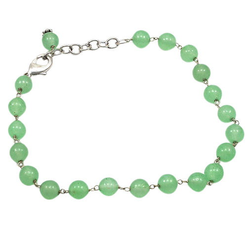 Green Quartz Beaded Silver Bracelet PG-156752