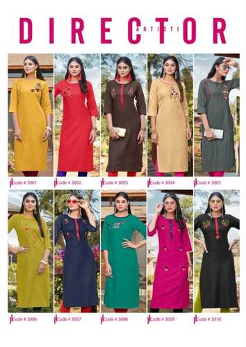 Blend Vol-3 Cotton Embroidery Kurti Catalog - Heavy Premium Cotton, Sizes M(38) to XXL(46), 46" Length | Stylish for Girls, All Seasons Wear