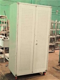 Crockery Almirah - Steel Construction, 72"x36"x18" Dimensions, White Finish - Double Doors, 4 Shelves, 100 Lbs Weight, 1 Year Warranty