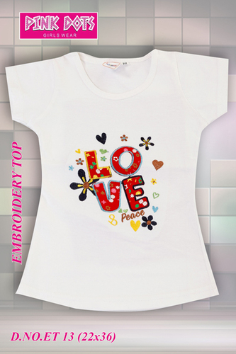 Love Peace Embroidery Girls Top