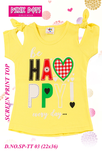 Happy Screen Print Girls Top