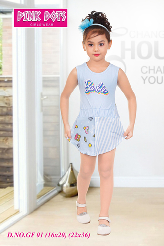 Blue Barbie Digital Print Frock