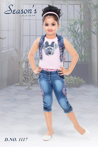 Peach Color Girls Capri Set