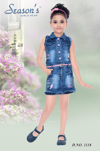 Girls Denim Short Frock