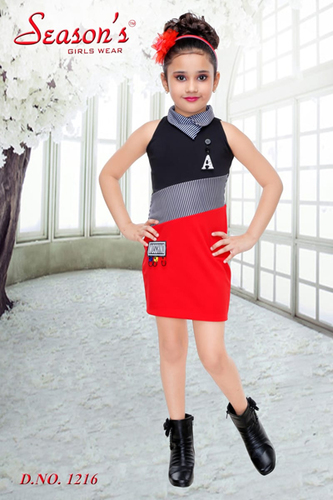 Girls Midi Knee Length Red Sleeveless Party Dress