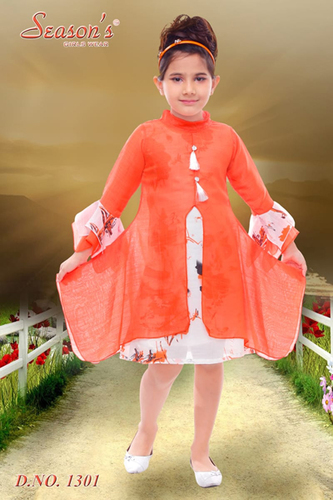 Orange Kids Party Wear Midi