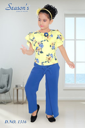 Yellow Kids Party Wear Palazzo Set