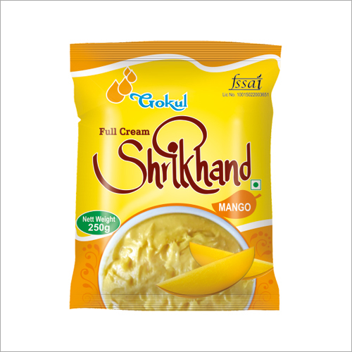 250 GM Full Cream Mango Flavoured Shrikhand - 250 Grams, Low Fat Content, Original Flavor | Suitable for Adults, Children, and Old-Aged