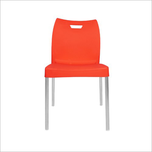 Max Cafeteria Chair - Plastic Construction, 4 Legs, Orange Color | Durable, Easy to Clean, Lightweight, Ideal for Home and Cafe Use