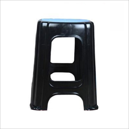 Black PVC Stool - 18 Inch Height, Plain Design, Water Resistant, Durable Plastic | Ideal Bathroom Seating Solution