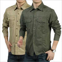 Mens Cargo Shirts - Cotton, M, L, Xl, Xxl | Brown, Green, Full Sleeves, Quick Dry, Washable, No Fade, Dry Cleaning, Casual Wear