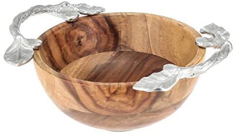 Wooden Bowl with Aluminum Handle