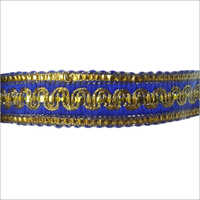 Fancy Zalar Lace - Premium Fiber, One-sided, Plain Pattern, Golden-blue | Durable, Easy To Stitch, Washable, Ideal For Saree & Suit
