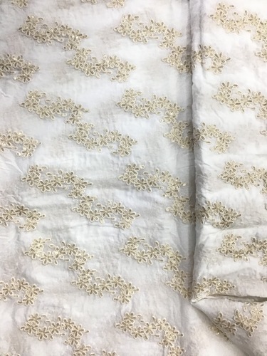 Washable Chanderi Dyeable Embroidery Fabric