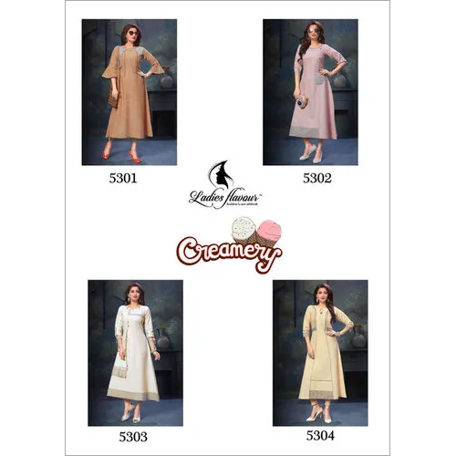 Creamery Ladies Flavour Cotton Kurti - South Handloom Cotton, Sizes M(38), L(40), XL(42), 2XL(44) | Ideal for All Seasons, Perfect for Girls