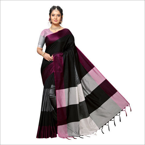 Handloom Chex Silk Weaved Saree