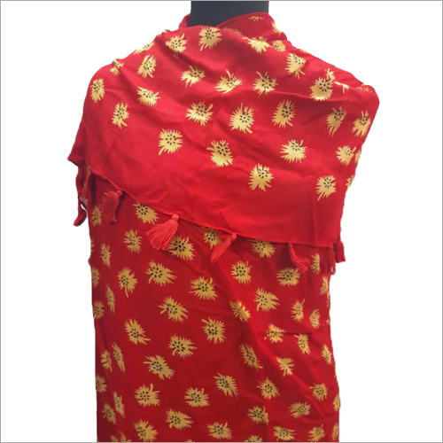 Rayon Shawl - Cotton, Printed Pattern | Red-Golden Color for Women