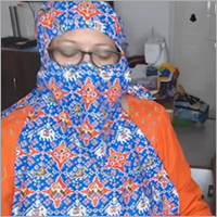 Ladies Printed Face Mask - Cotton Fabric, Blue Color | Trendy Design with Soft Ear Loops for Comfortable Wear and Fashionable Protection