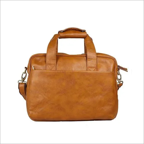 Brown 15 Inch Leather Laptop Messenger Vintage Bag