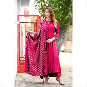 Ladies Cotton Suit With Palazzo - High Grade Fabric Customizable Sizes Trendy Ethnic Style Suitable for All Seasons Washable Easy Care