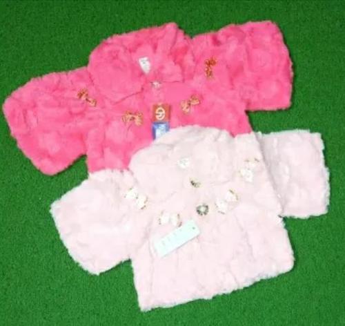 Kids Jacket - Cotton, Size L, XL, XXL | Multicolour, Half Sleeves, Imported Fur Design for Girls Aged 0-2 Years