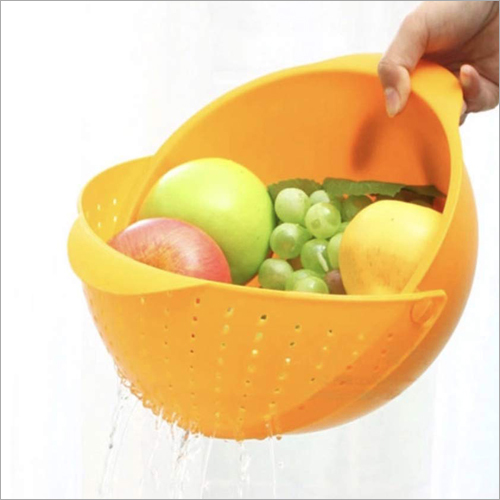 Plastic Washing Bowl - Plastic 12-inch Diameter Orange | Ideal for Vegetable & Fruit Washing