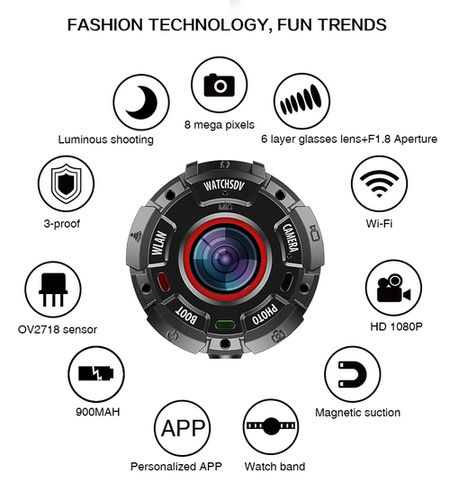 पहनने योग्य चुंबकीय वाटरप्रूफ ड्रॉप-रेसिस्टेंट डस्ट-प्रूफ स्पोर्ट्स कैमरा Sku G600 अनुप्रयोग: वीडियो रिज़ॉल्यूशन: 1080P (1920*1080) 60Fps
