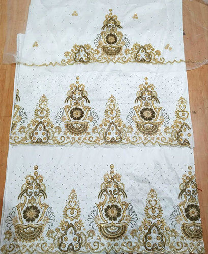 Beautiful Nigerian Beaded George Wrapper Taffeta Silk Indian Dress Material Bust Size: Free Size Yard