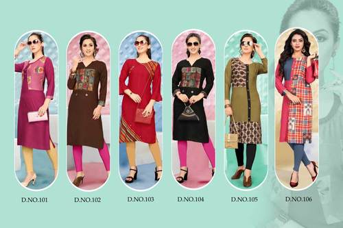 Dream Girl Vol-2 Veefab India Rayon Dyed & Printed Kurti - Sizes M, L, XL, XXL | Seasonal for Ladies: Rainy, Spring, Summer, Winter