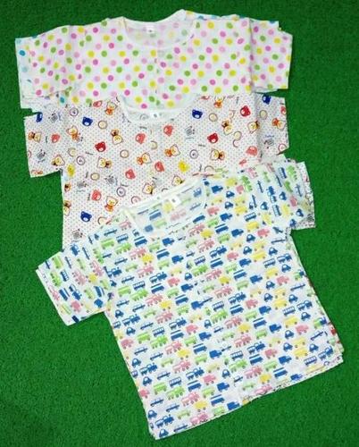 Kids Night - Cotton Hosiery Round Neck Half Sleeves Jhabla, 1-3 Years | Multicolour, Available in Sizes S, M, L for Kids