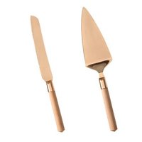 Copper With Wood Handle Cake Server Set
