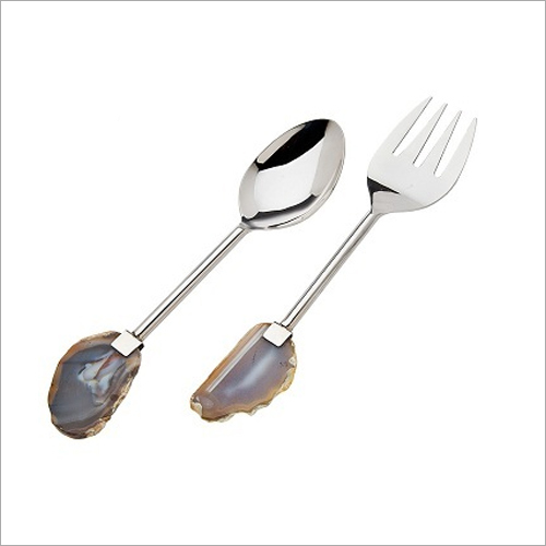 Agate And Stainless Steel Serving Set