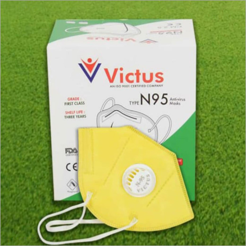 N95 Face Mask - Non-woven Material, One Size, Yellow Color | 95% Filtration Efficiency, Respiratory Protection Against Airborne Particles