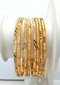 Simple Design Gold Plated Shagun Bangle For Women