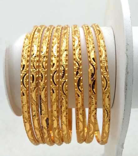 Designer Gold Plated Shagun Bangle For Women