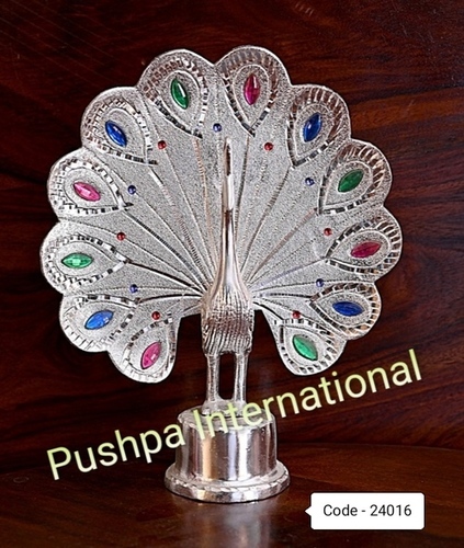 Silver Peacock Zinc Metal By Pushpa International