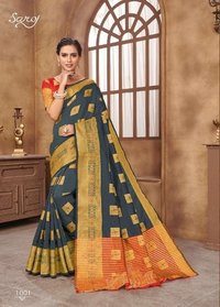 Cotton Silk Gorgeous Grey Zari Border Saree.