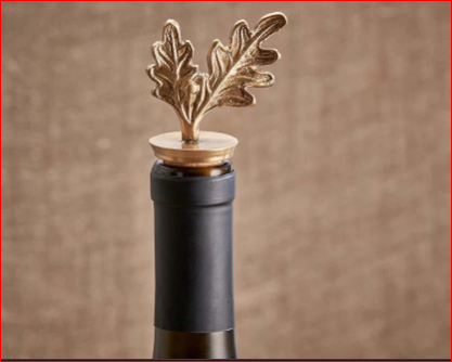 Brass Leaf Wine Bottle Stopper