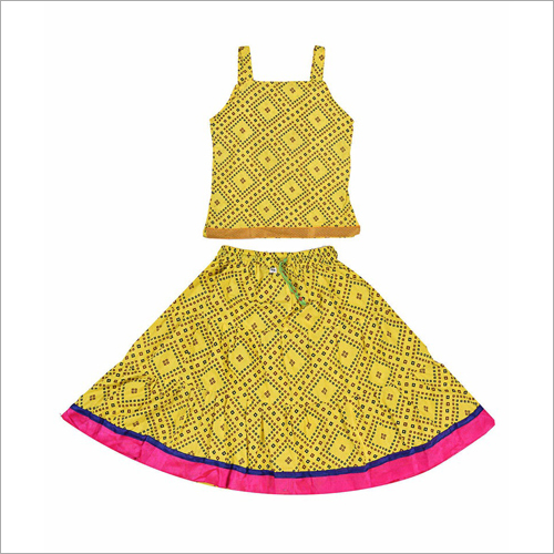 Yellow-Pink Stylish Top With Skirt