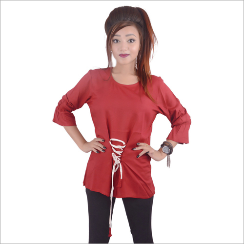 Designer Party Wear Top - Cotton Blend, Sizes S/M/L/XL, Maroon Color, Plain Pattern | Ideal for Summer Occasions, Effortless Elegance