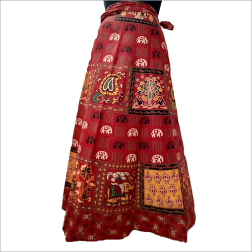 Womens Rayon Long Embroidered Jaipuri Skirt Combo Pack of 2 Red  Black