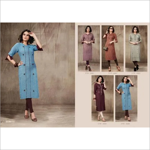 Falak Rayon Handwork Kurti Catalog Set - Heavy Premium Rayon Fabric, Size M(38) to 3XL(46) , Heavy Handwork with Fancy Accessories