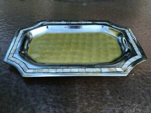 Aluminum Oval Mother Of pearl Serving Tray