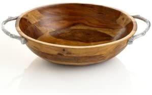Wooden Fruit Bowl with Aluminum Handle