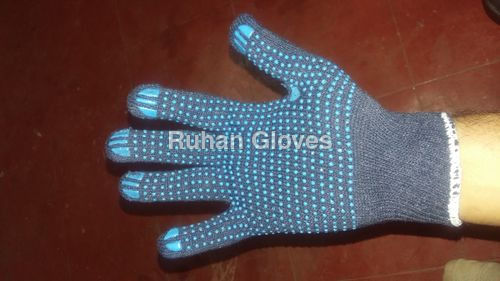 Cotton Pvc Dotted Knitted Hand Gloves